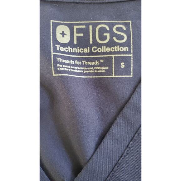Figs Women's Small Casma Three Pocket Scrub Top V-Neck Navy Blue - Picture 2 of 4